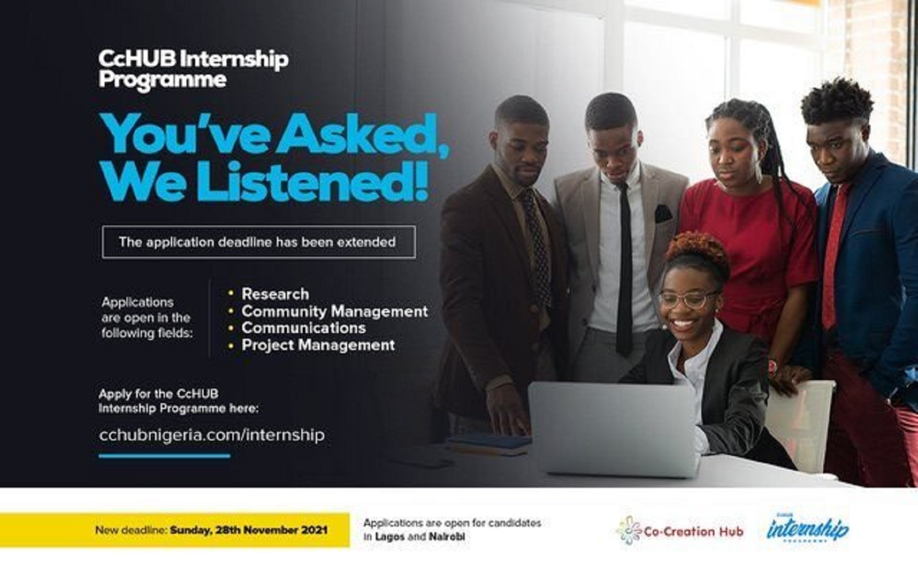 Applications Ongoing: CcHUB Graduate Internship Programme 2022 for Young  Graduates (Nigeria and Kenya)