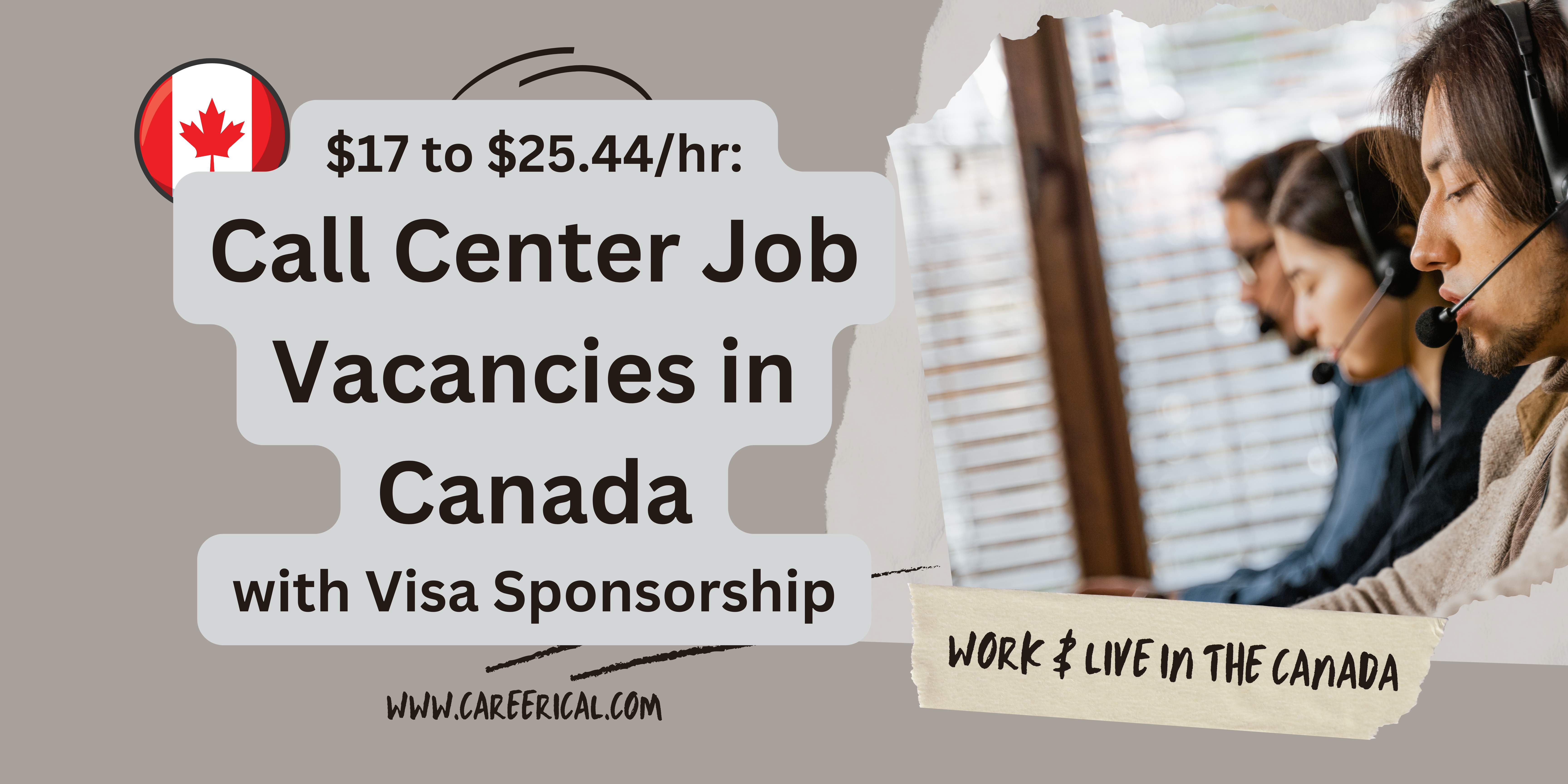 $17 to $25.44hr Call Center Job Vacancies in Canada with Visa Sponsorship